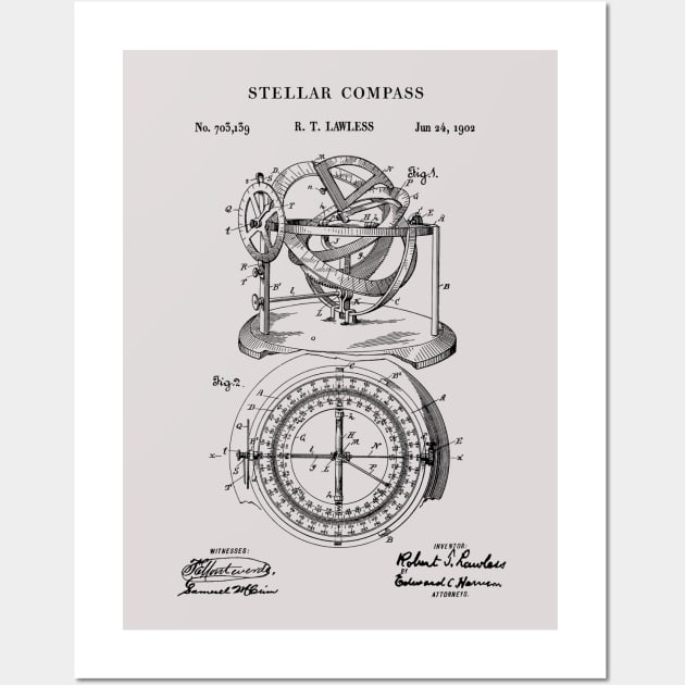 Patent Print 1902 Stellar Compass Wall Art by MadebyDesign